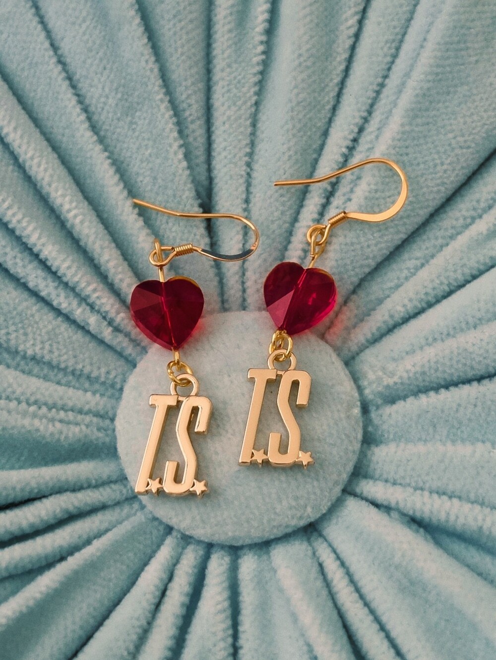 Handcrafted T.S. Heart Drop Showgirl Earrings